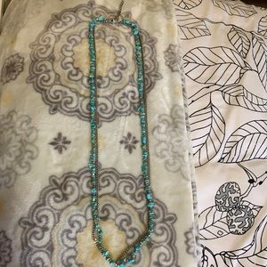 Blue and silver stone necklace with silver chain